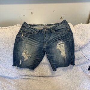 Distressed Blue Denim Shorts